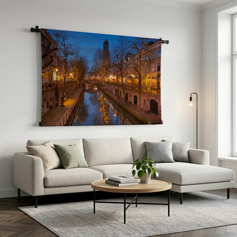 Verlichte gracht in Utrecht