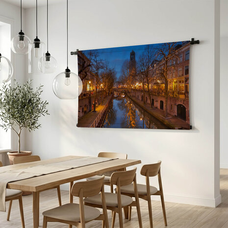 Verlichte gracht in Utrecht