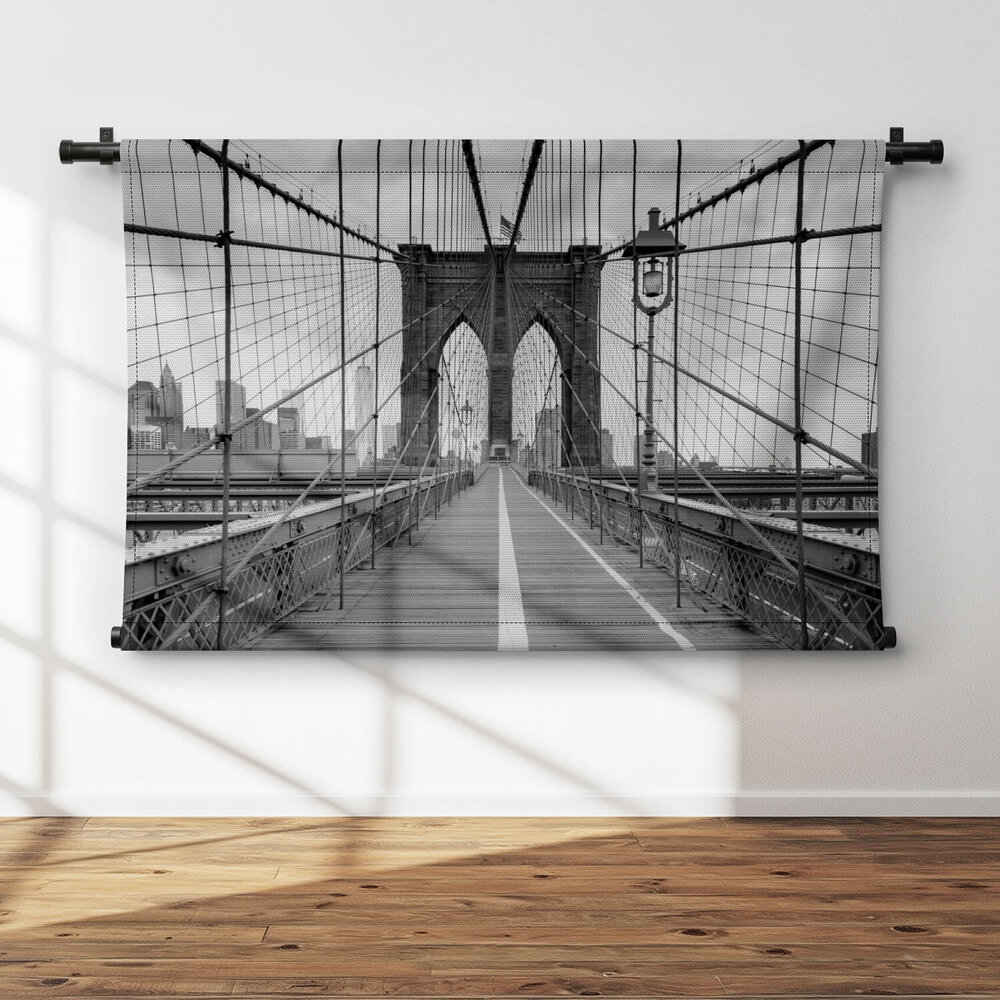 New York Brooklyn Bridge in zwart-wit