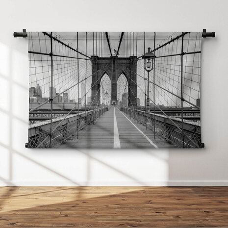 New York Brooklyn Bridge in zwart-wit