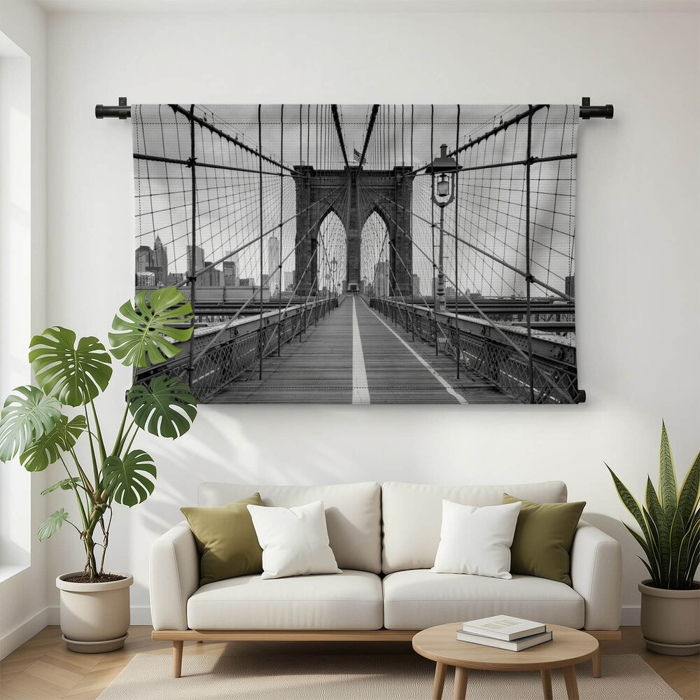 New York Brooklyn Bridge in zwart-wit