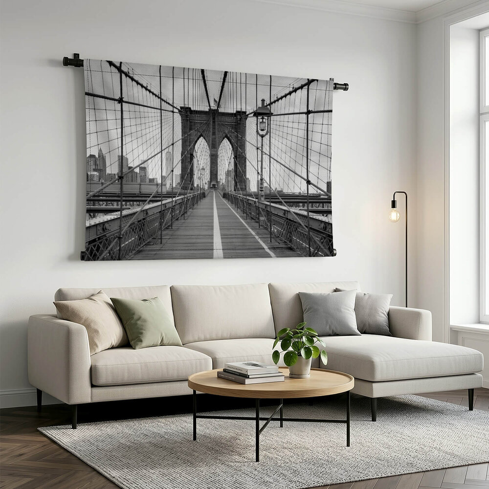 New York Brooklyn Bridge in zwart-wit