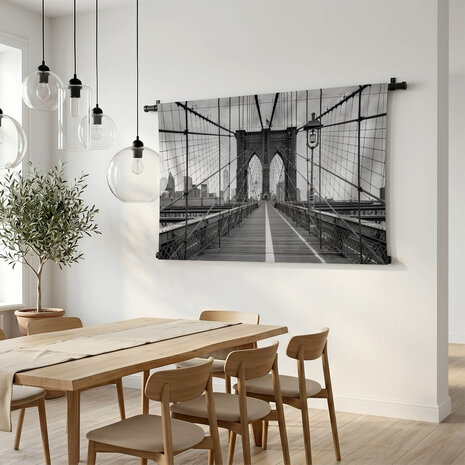 New York Brooklyn Bridge in zwart-wit