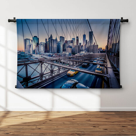 Nachtscene van de beroemde Brooklyn Bridge