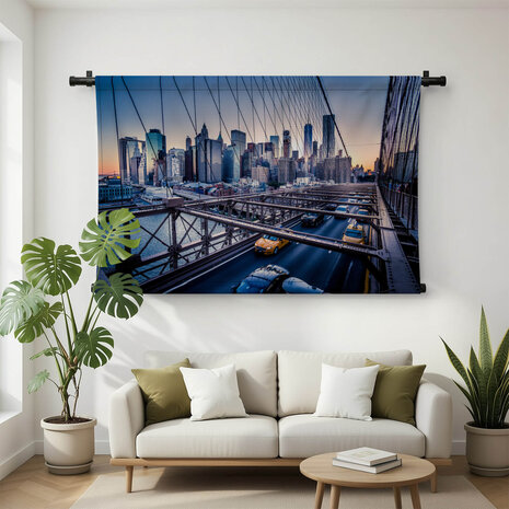 Nachtscene van de beroemde Brooklyn Bridge