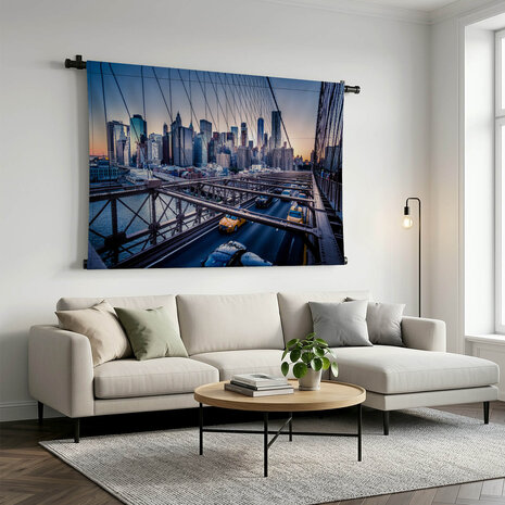 Nachtscene van de beroemde Brooklyn Bridge