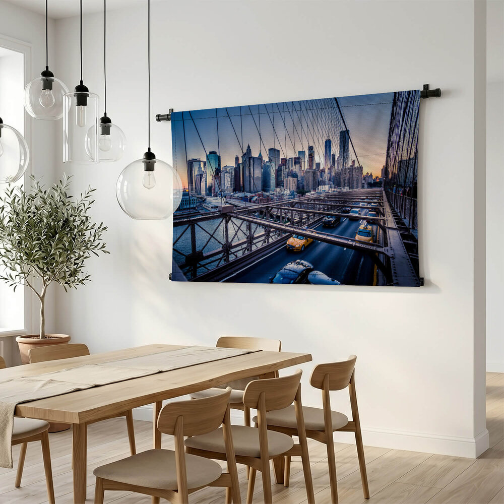 Nachtscene van de beroemde Brooklyn Bridge