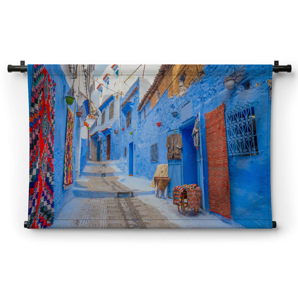 Typisch blauw beschilderde huizen van Chefchaouen