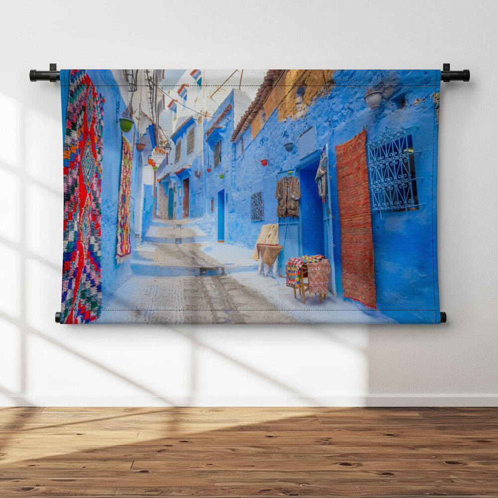 Typisch blauw beschilderde huizen van Chefchaouen