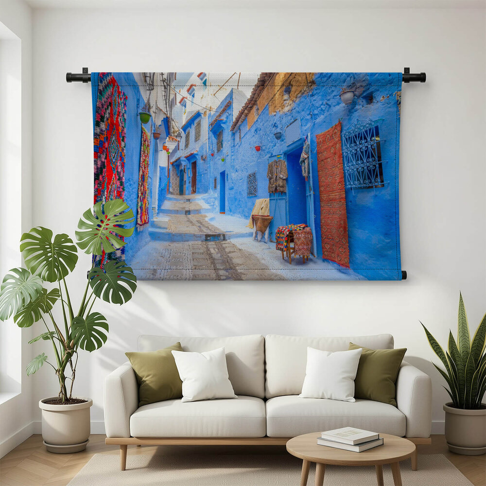 Typisch blauw beschilderde huizen van Chefchaouen