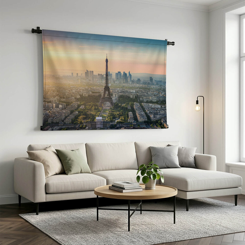 Panorama Parijs bij zonsondergang