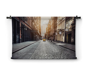Straat in de wijk SoHo bij zonsondergang