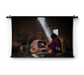 Authentiek tafereel brood bakken