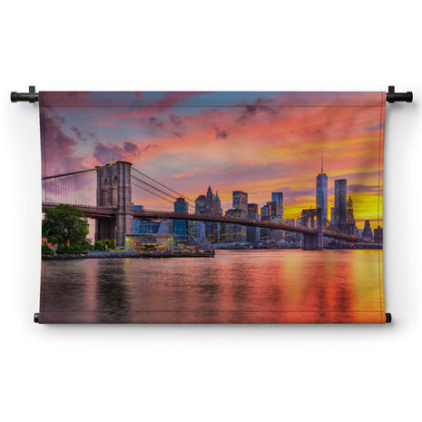 Lower Manhattan skyline met de Brooklyn Bridge
