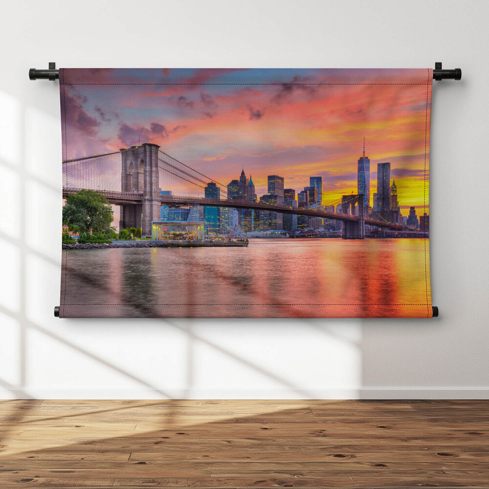 Lower Manhattan skyline met de Brooklyn Bridge