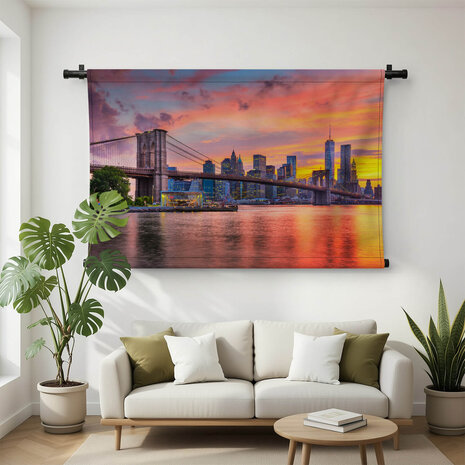 Lower Manhattan skyline met de Brooklyn Bridge