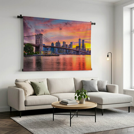 Lower Manhattan skyline met de Brooklyn Bridge