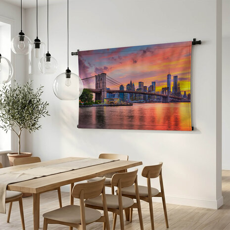 Lower Manhattan skyline met de Brooklyn Bridge