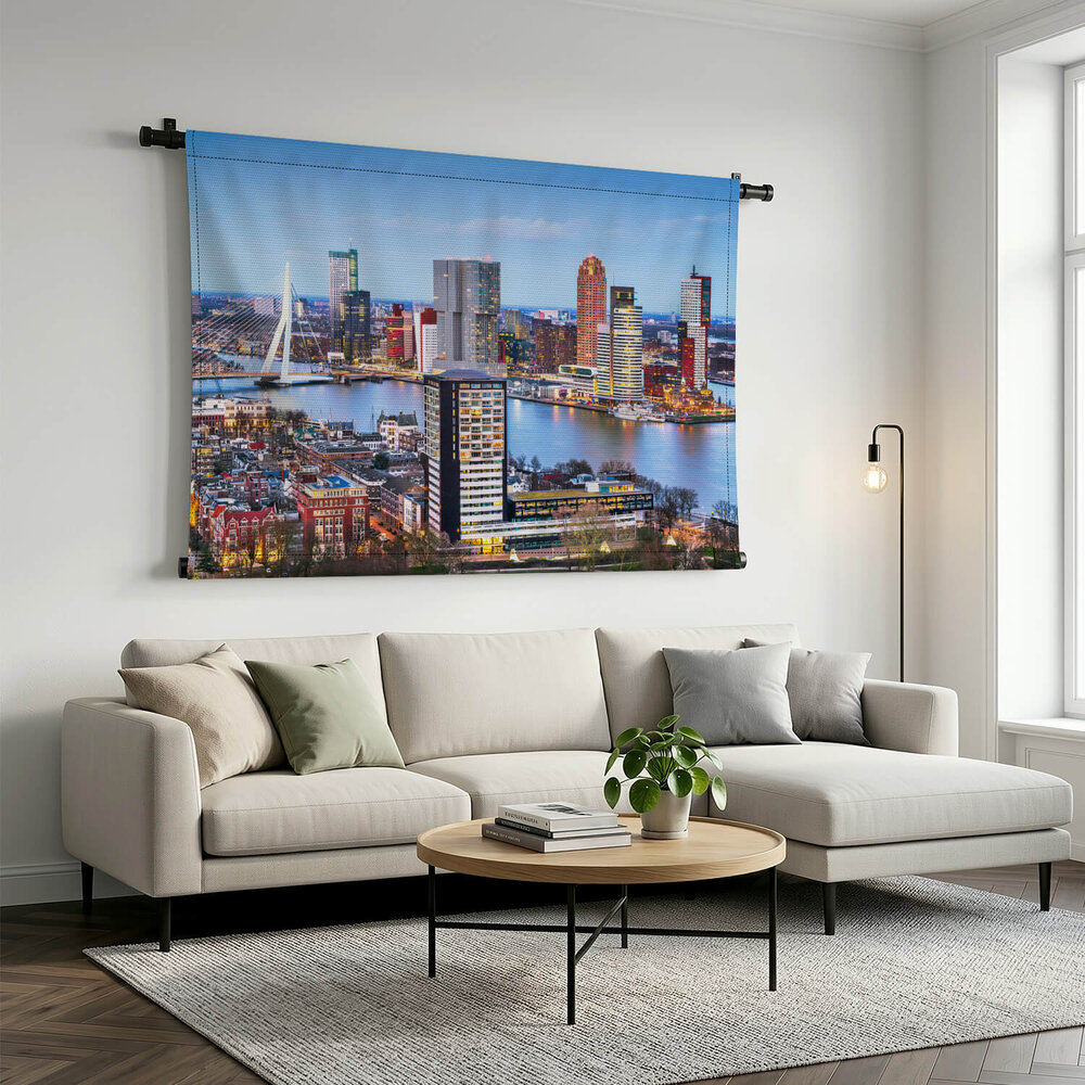 Luchtfoto van de skyline van Rotterdam