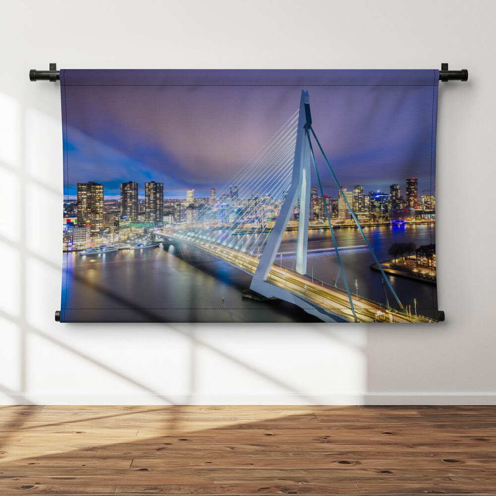 Rotterdam Erasmus brug in de avond