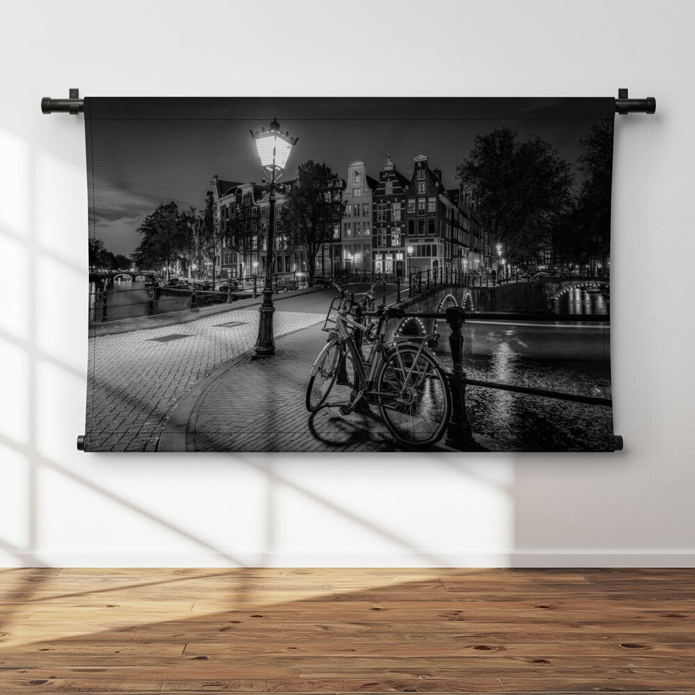 Verlichte straten van Amsterdam