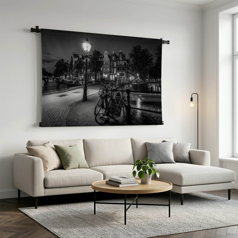 Verlichte straten van Amsterdam
