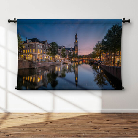 Westerkerk in Amsterdam bij nacht