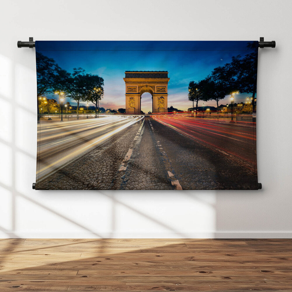 Verlichte straten bij Arc de Triomphe