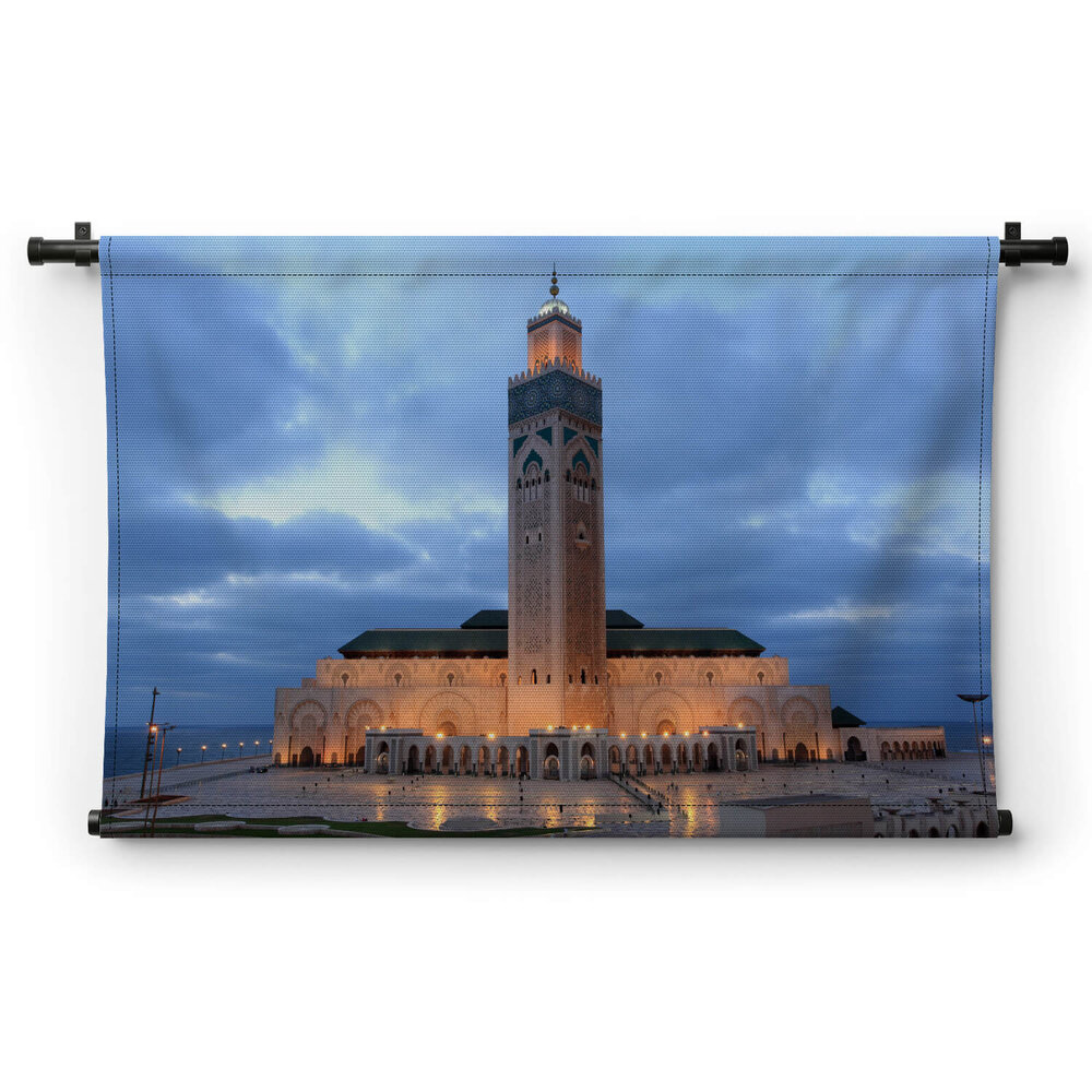Prachtig uitgelichte Hassan II moskee in Casablanca