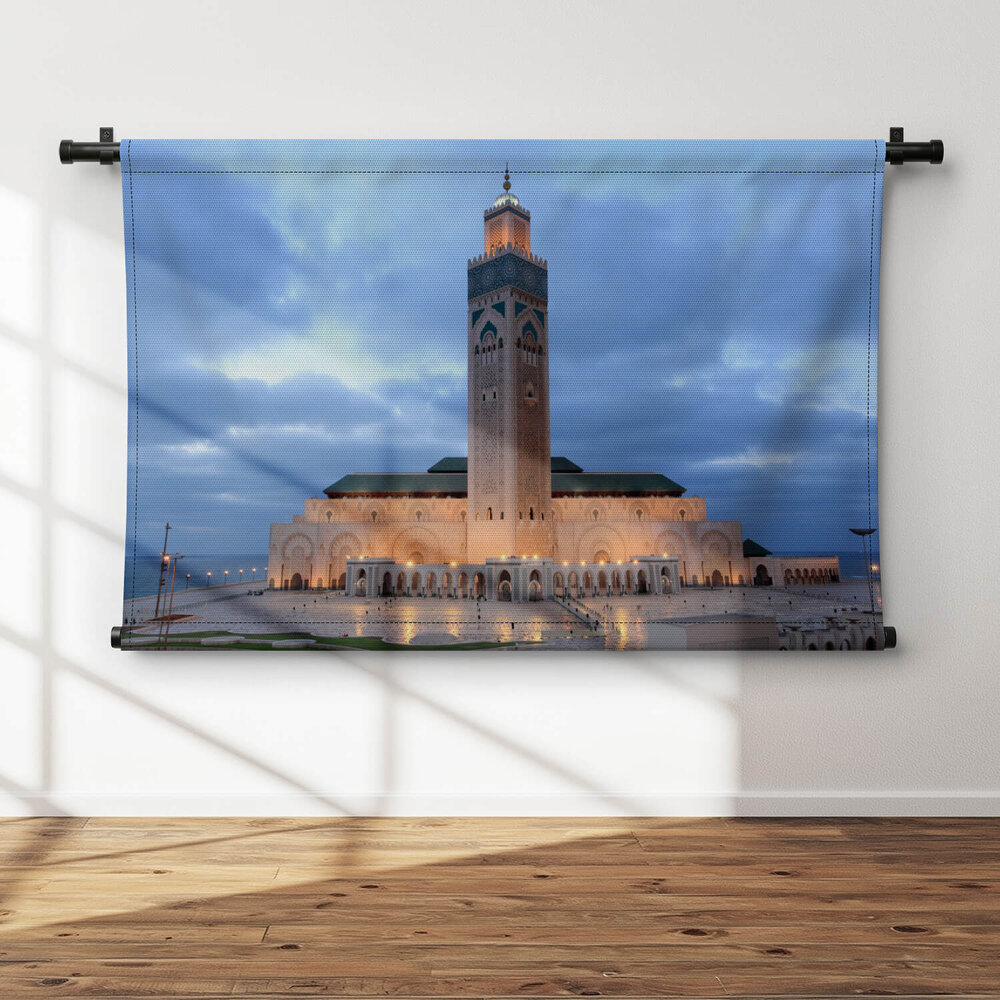 Prachtig uitgelichte Hassan II moskee in Casablanca