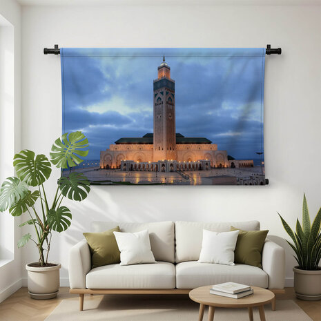 Prachtig uitgelichte Hassan II moskee in Casablanca