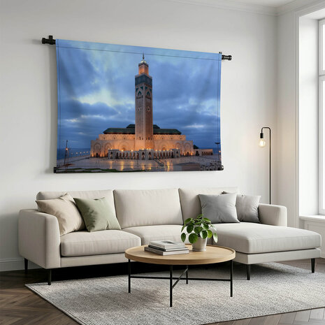 Prachtig uitgelichte Hassan II moskee in Casablanca