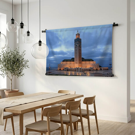 Prachtig uitgelichte Hassan II moskee in Casablanca