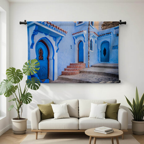 Blauw beschilderde huizen in Chefchaouen