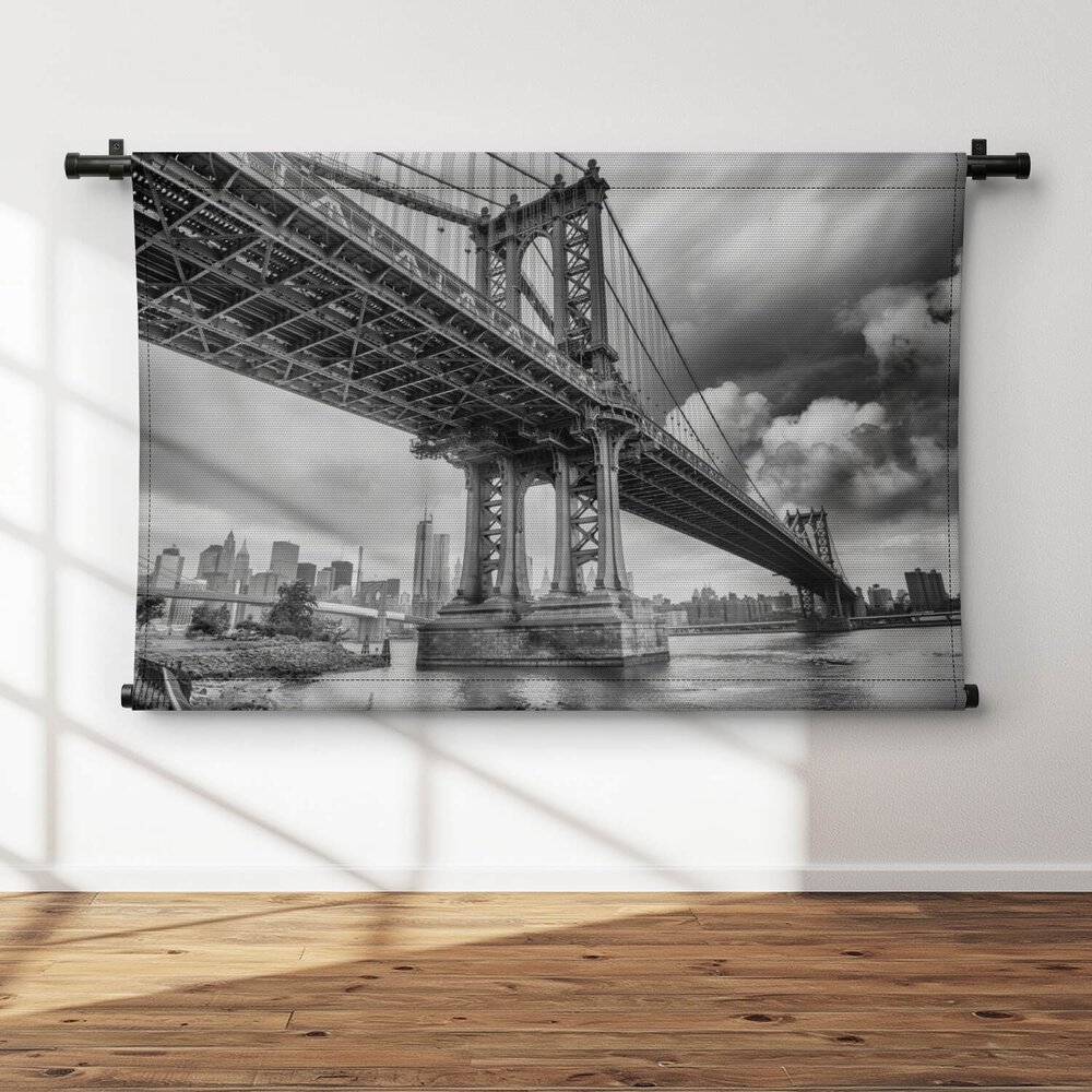 Manhattan Bridge in New York City in zwart-wit