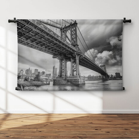 Manhattan Bridge in New York City in zwart-wit