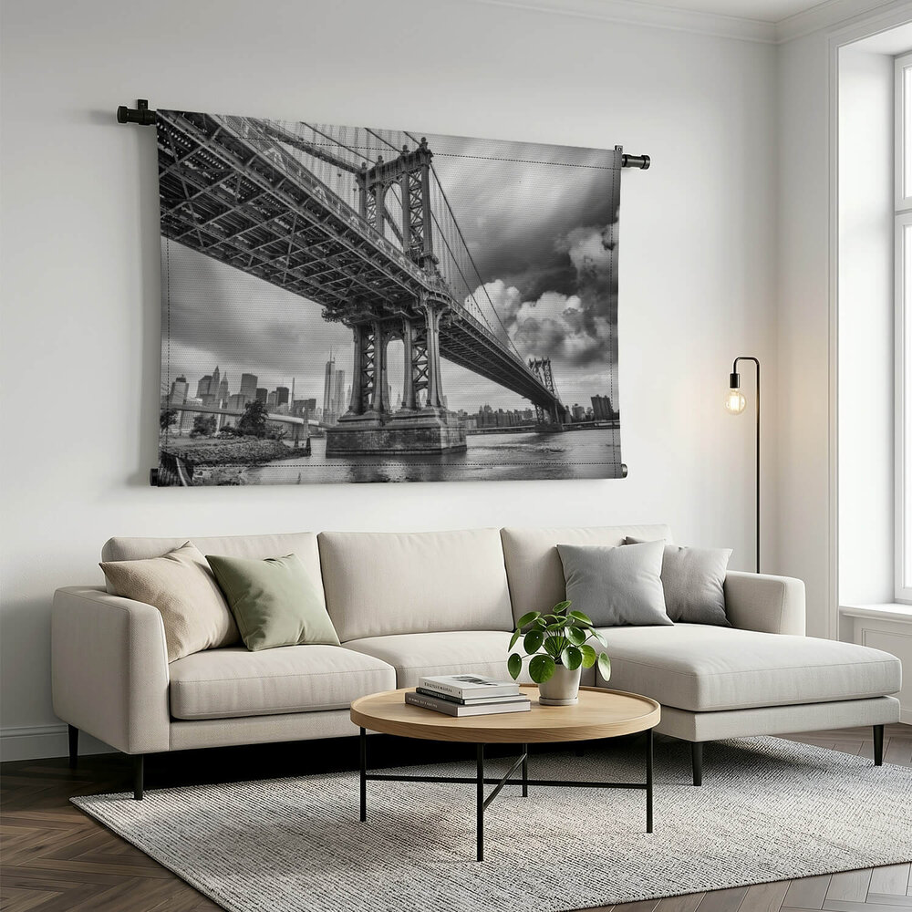 Manhattan Bridge in New York City in zwart-wit