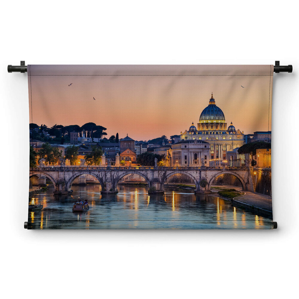 Sfeervolle nacht bij St Pietersbasiliek in Rome