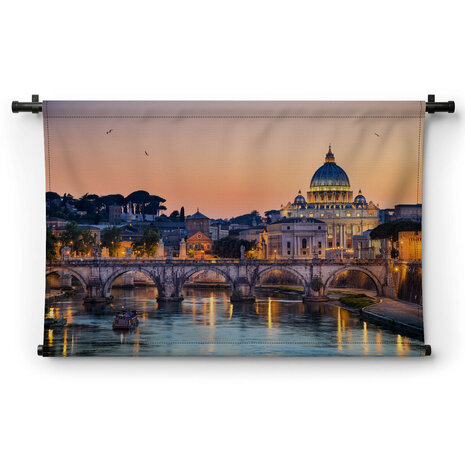 Sfeervolle nacht bij St Pietersbasiliek in Rome