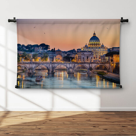 Sfeervolle nacht bij St Pietersbasiliek in Rome