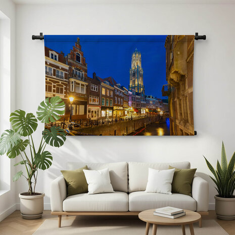 Sfeervol verlicht Utrecht met Domtoren