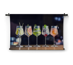 Vijf kleurrijke gin-tonic cocktails