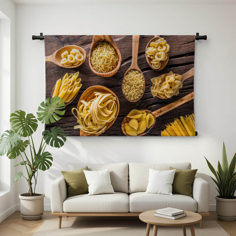 Verschillende pastasoorten op tafel