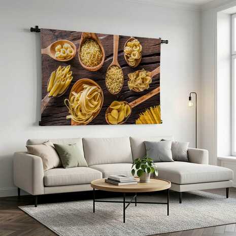 Verschillende pastasoorten op tafel
