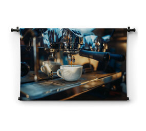Detail espressomachine met piston