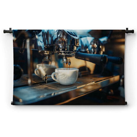 Detail espressomachine met piston