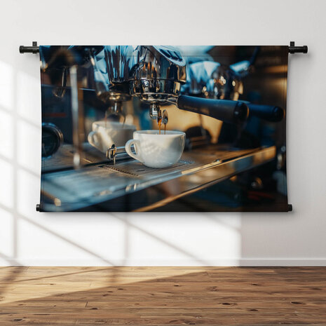 Detail espressomachine met piston