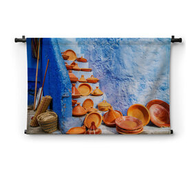 Decoratieve tajines op een markt in Chefchaouen