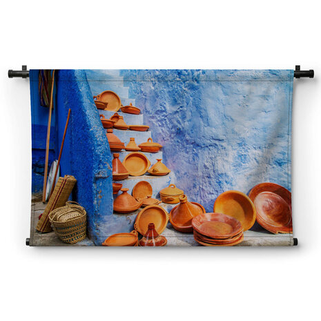 Decoratieve tajines op een markt in Chefchaouen