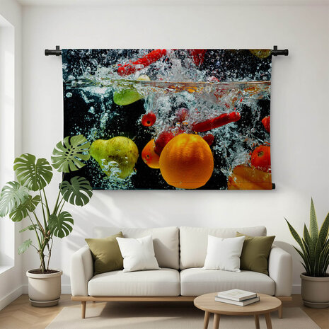 Fruit splash in het water